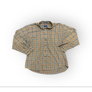 Pendleton Beige and Black Plaid Button Down Shirt
